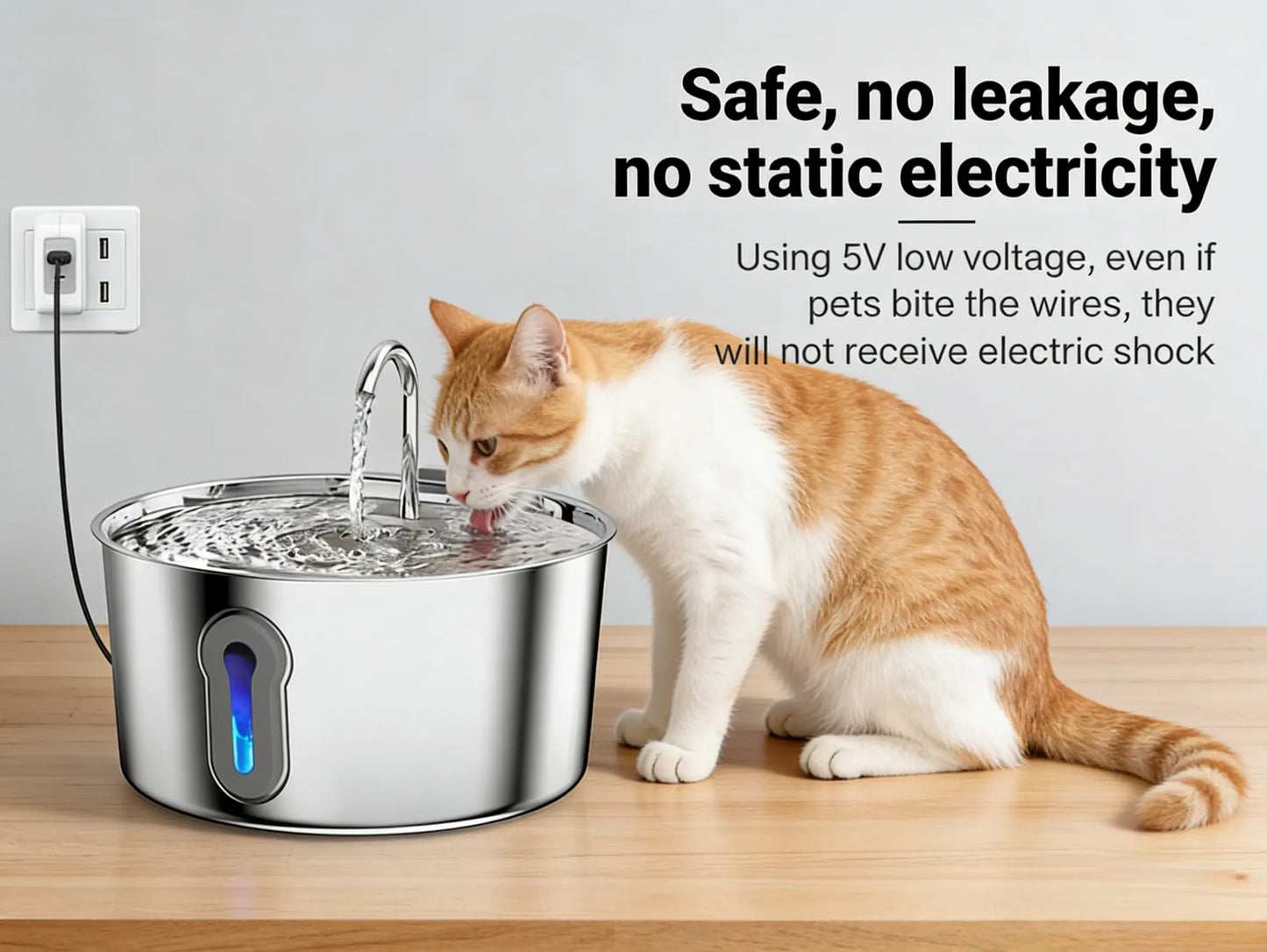 Stainless Steel Cat Water Fountain - 4.0L Large Capacity Quiet Pet Dispenser with USB Connector, Filter Cartridge, and Cleaning Brush Set