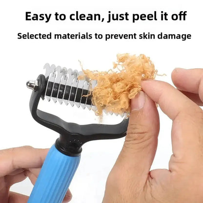 Professional Pet Grooming Tool - Universal Detangling Comb for Dogs, Stainless Steel Double-Sided Design for Effective Shedding Removal and Matted Hair Management, Essential Daily Coat Maintenance Supplies.