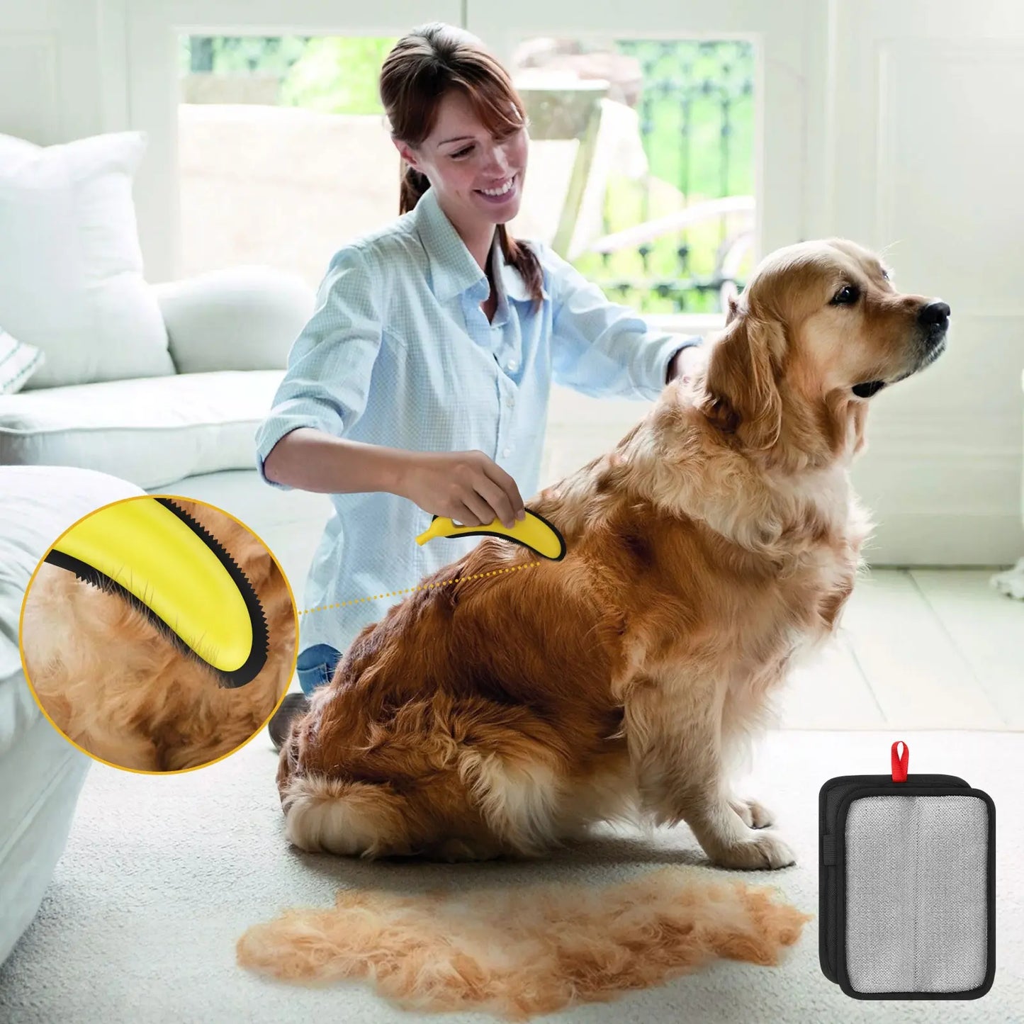 Adjustable Pet Hair Remover Brush with Hanging Ring - Effective Tool for Carpet and Floor Cleaning, Ideal Valentine's Day Gift