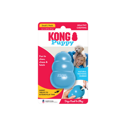 KONG Puppy Teething Rubber Toy - Engaging Chew, Chase, and Fetch Activity - Blue Stuffable Dog Supply