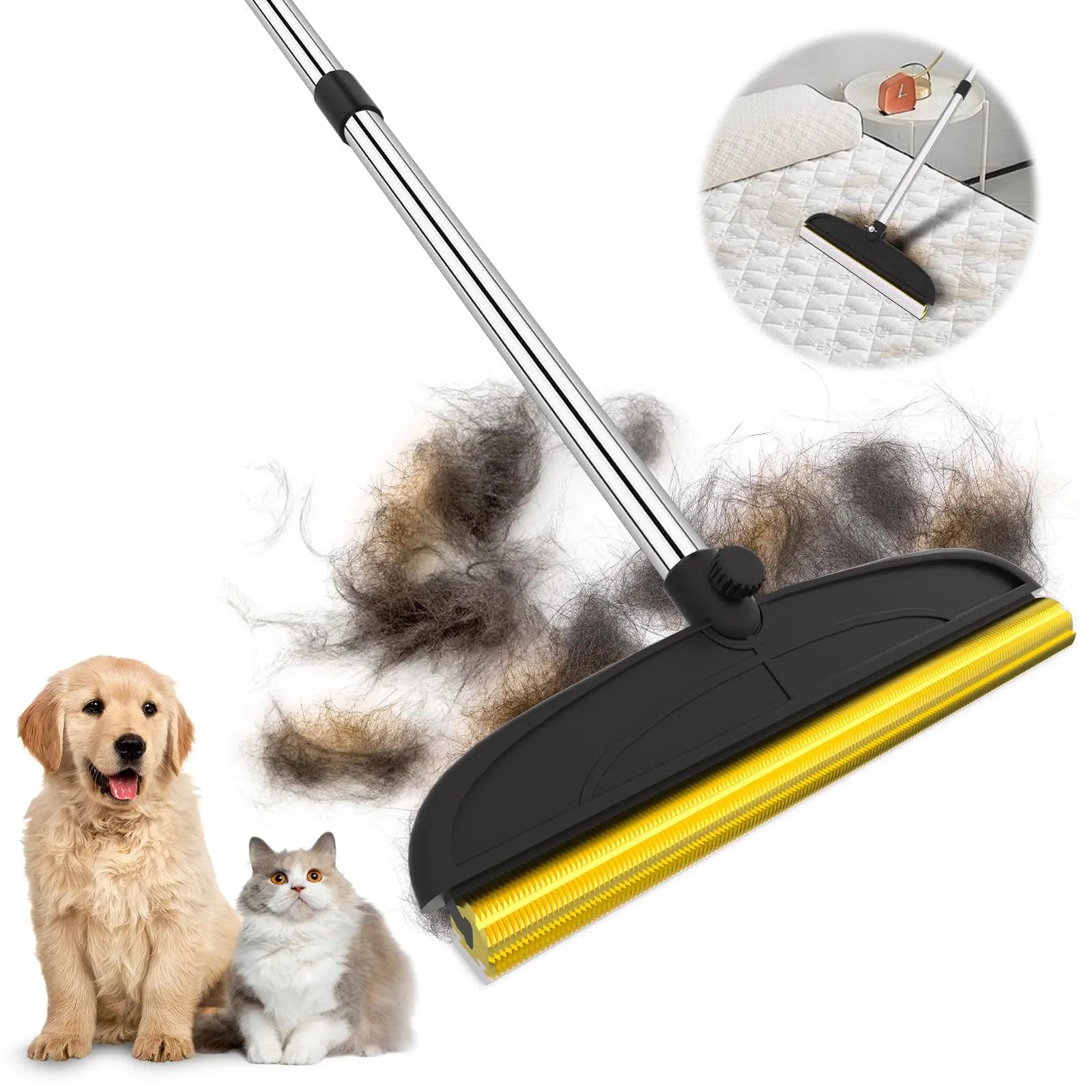 Adjustable Pet Hair Remover Brush with Hanging Ring - Effective Tool for Carpet and Floor Cleaning, Ideal Valentine's Day Gift