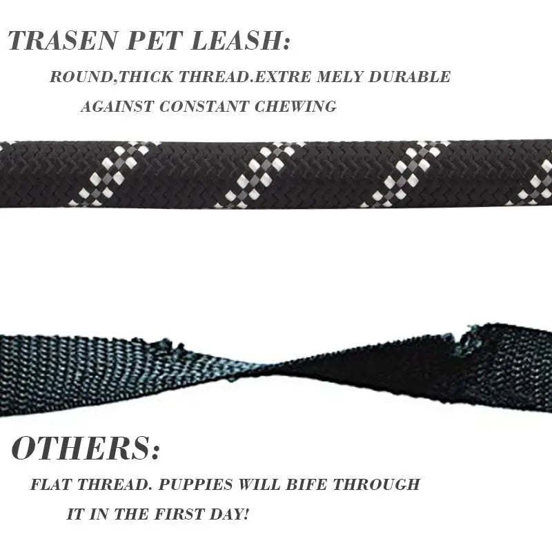 Premium Heavy-Duty No-Pull Dog Leash for Large Breeds, Chew-Resistant Reflective Rope with Comfortable Padded Handle, Ideal for Outdoor Training and Night Safety.