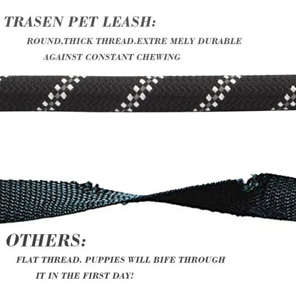 Premium Heavy-Duty No-Pull Dog Leash for Large Breeds, Chew-Resistant Reflective Rope with Comfortable Padded Handle, Ideal for Outdoor Training and Night Safety.