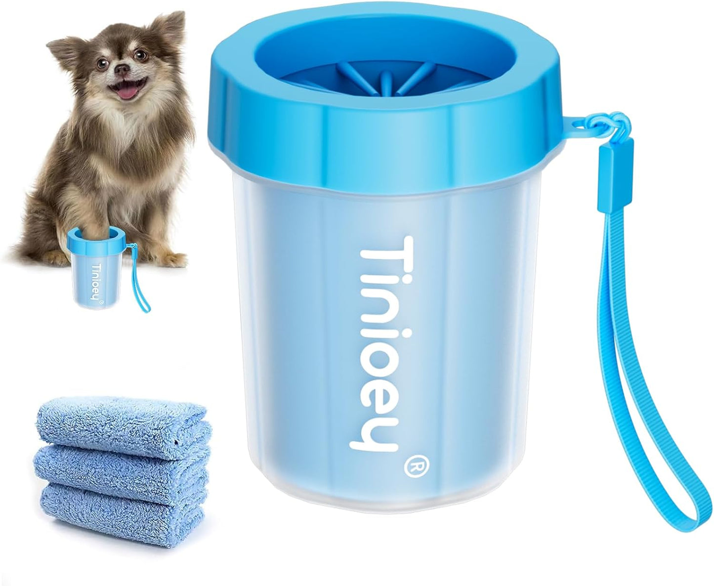 Premium Dog Paw Cleaner - Efficient Mud Removal Solution for Small and Medium Breeds with Three Highly Absorbent Towels
