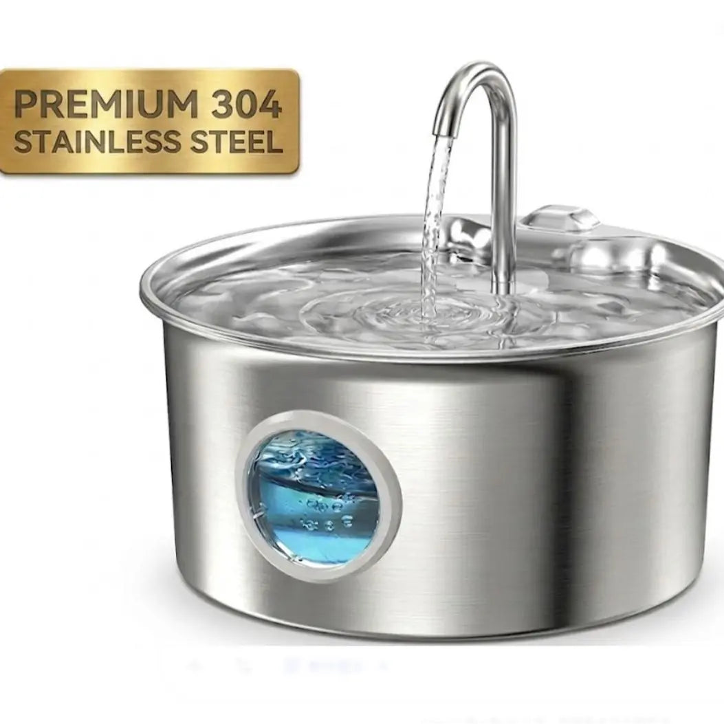 Stainless Steel Cat Water Fountain - 4.0L Large Capacity Quiet Pet Dispenser with USB Connector, Filter Cartridge, and Cleaning Brush Set