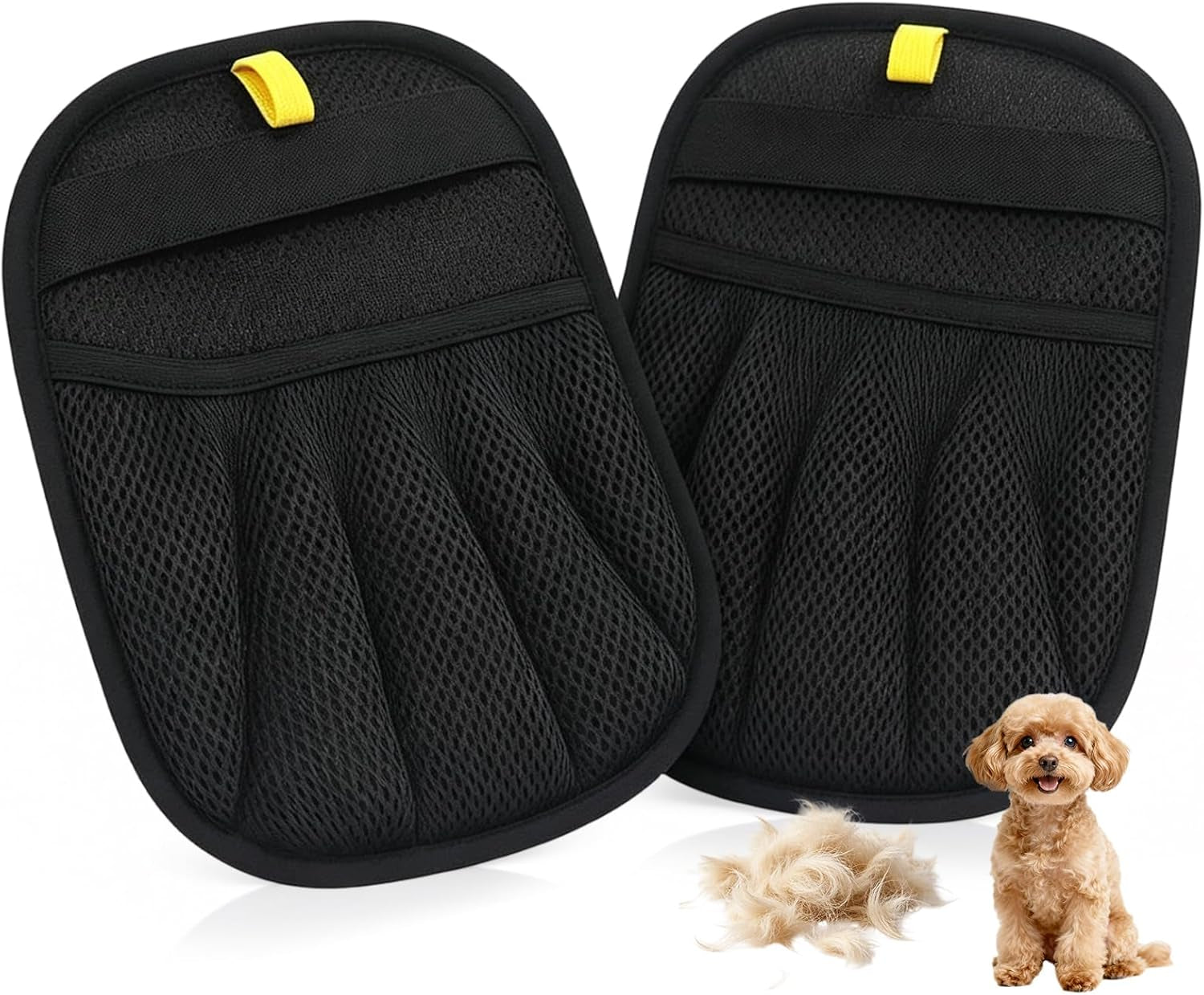 Reusable Grooming Gloves - Set of 2 Five-Finger Brushes for Effective Pet Hair Removal