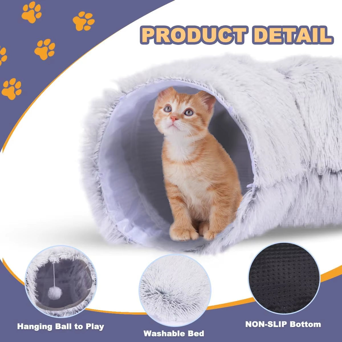 Plush Foldable Two-In-One Winter Cat Tunnel Bed - Cozy and Thickened Pet Hideaway