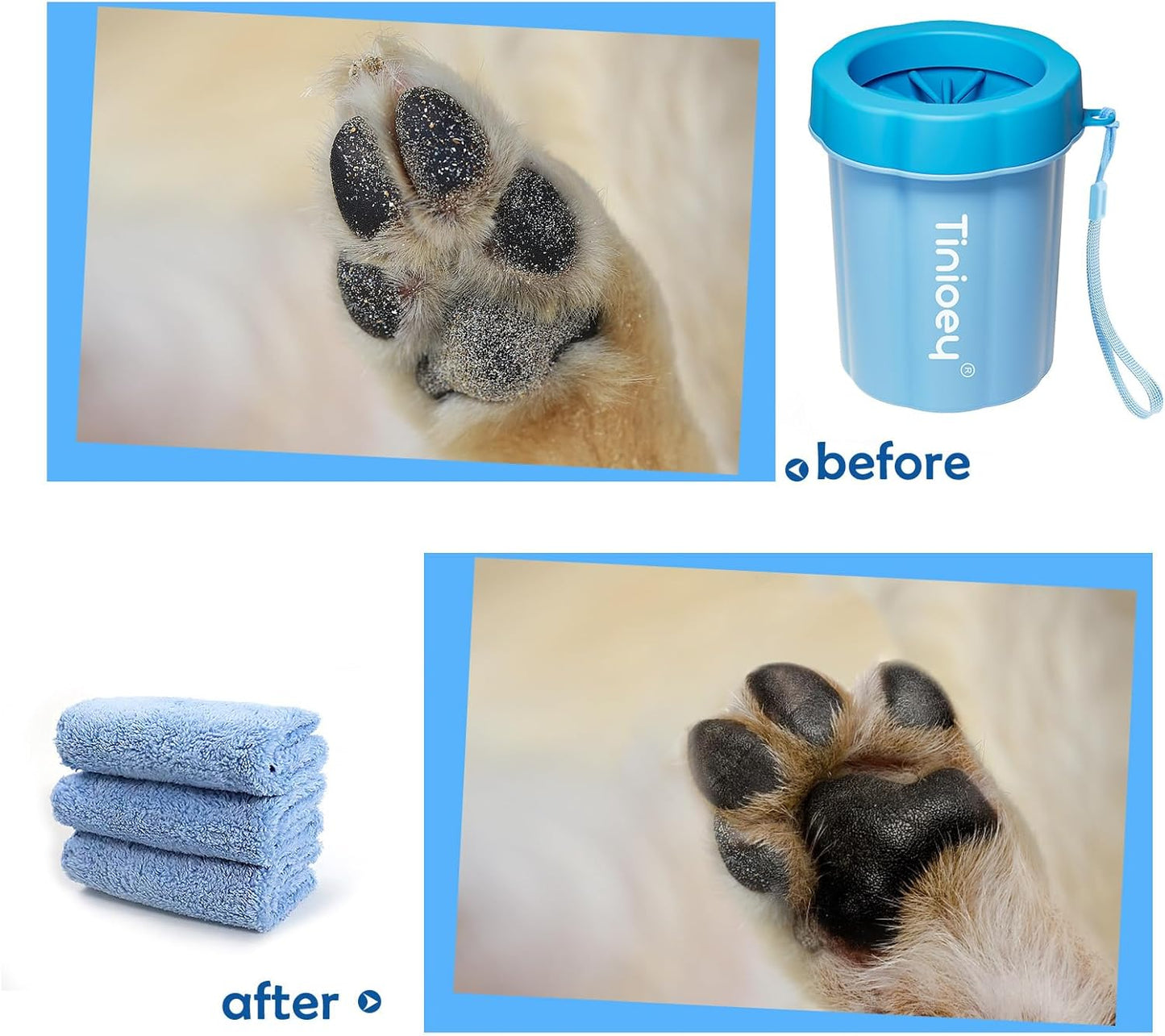 Premium Dog Paw Cleaner - Efficient Mud Removal Solution for Small and Medium Breeds with Three Highly Absorbent Towels