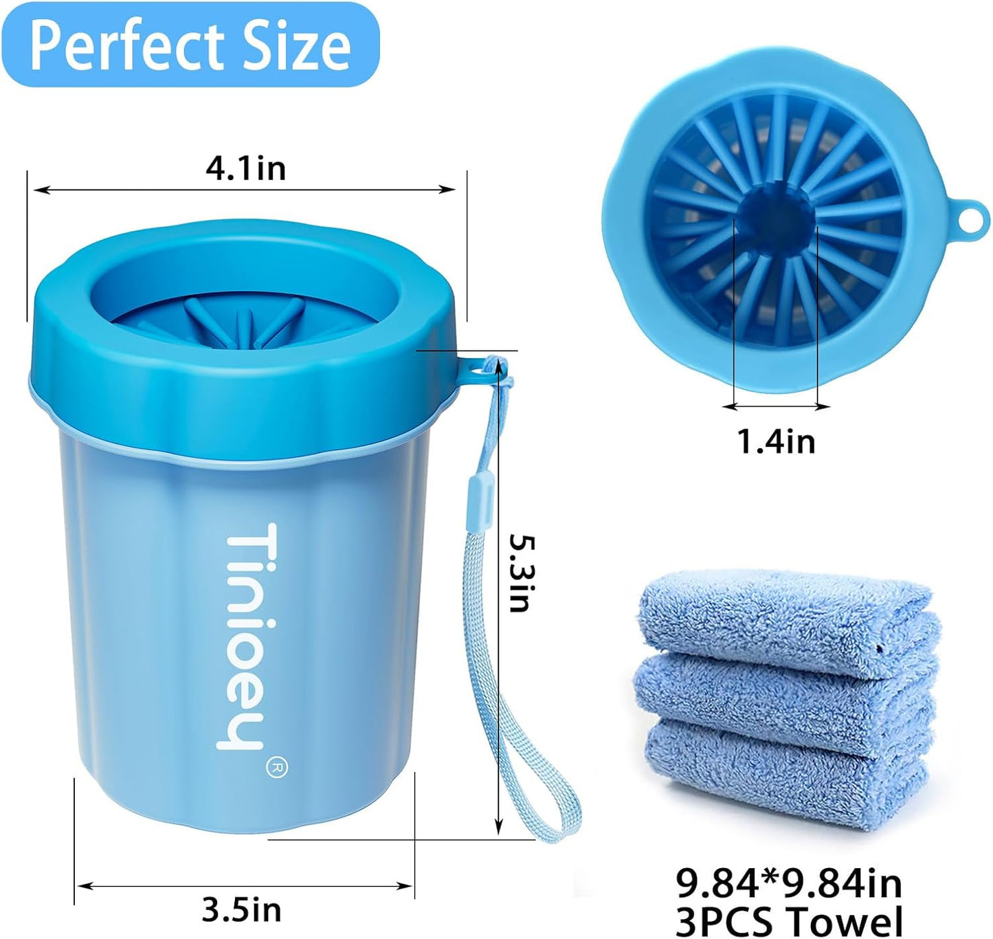 Premium Dog Paw Cleaner - Efficient Mud Removal Solution for Small and Medium Breeds with Three Highly Absorbent Towels