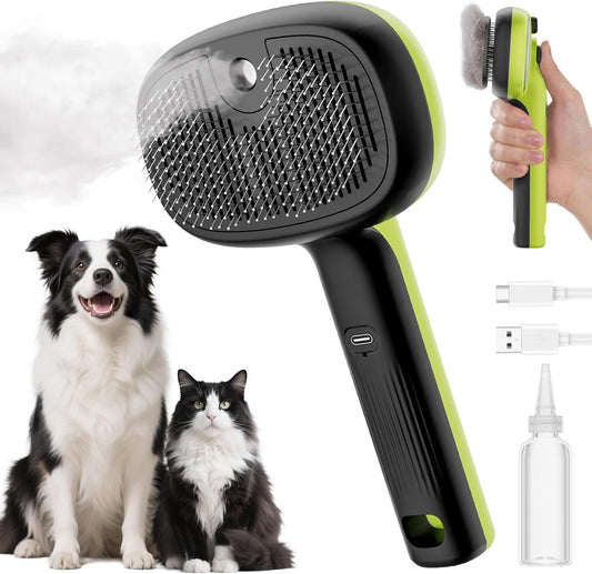 Self-Cleaning Steam Cat Brush with Dual Spray Modes for Effective Grooming of Long and Short Haired Pets
