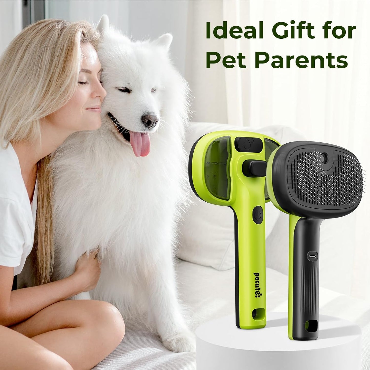 Self-Cleaning Steam Cat Brush with Dual Spray Modes for Effective Grooming of Long and Short Haired Pets