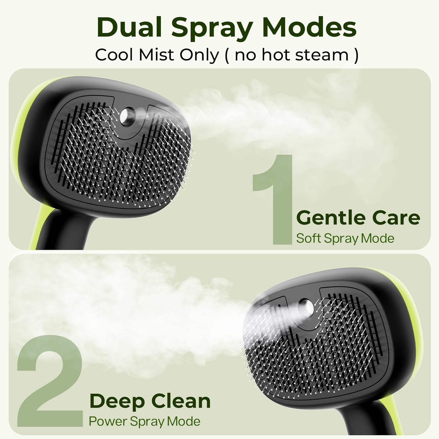 Self-Cleaning Steam Cat Brush with Dual Spray Modes for Effective Grooming of Long and Short Haired Pets