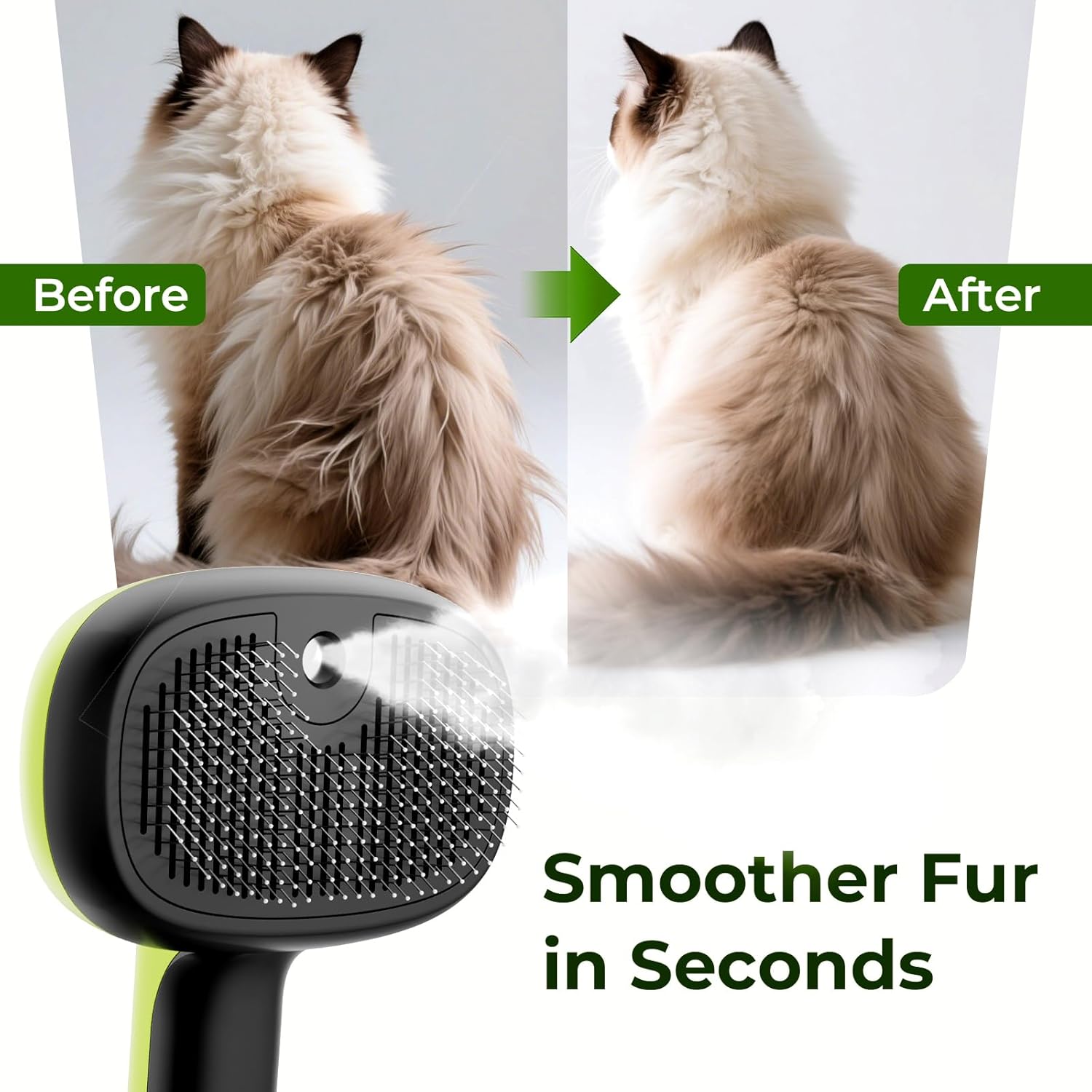 Self-Cleaning Steam Cat Brush with Dual Spray Modes for Effective Grooming of Long and Short Haired Pets