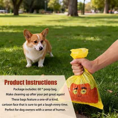 Humorous Dog Waste Bags - 60 Count Roll, Novelty Poop Bags for Pet Owners, Convenient Loose Roll Packaging