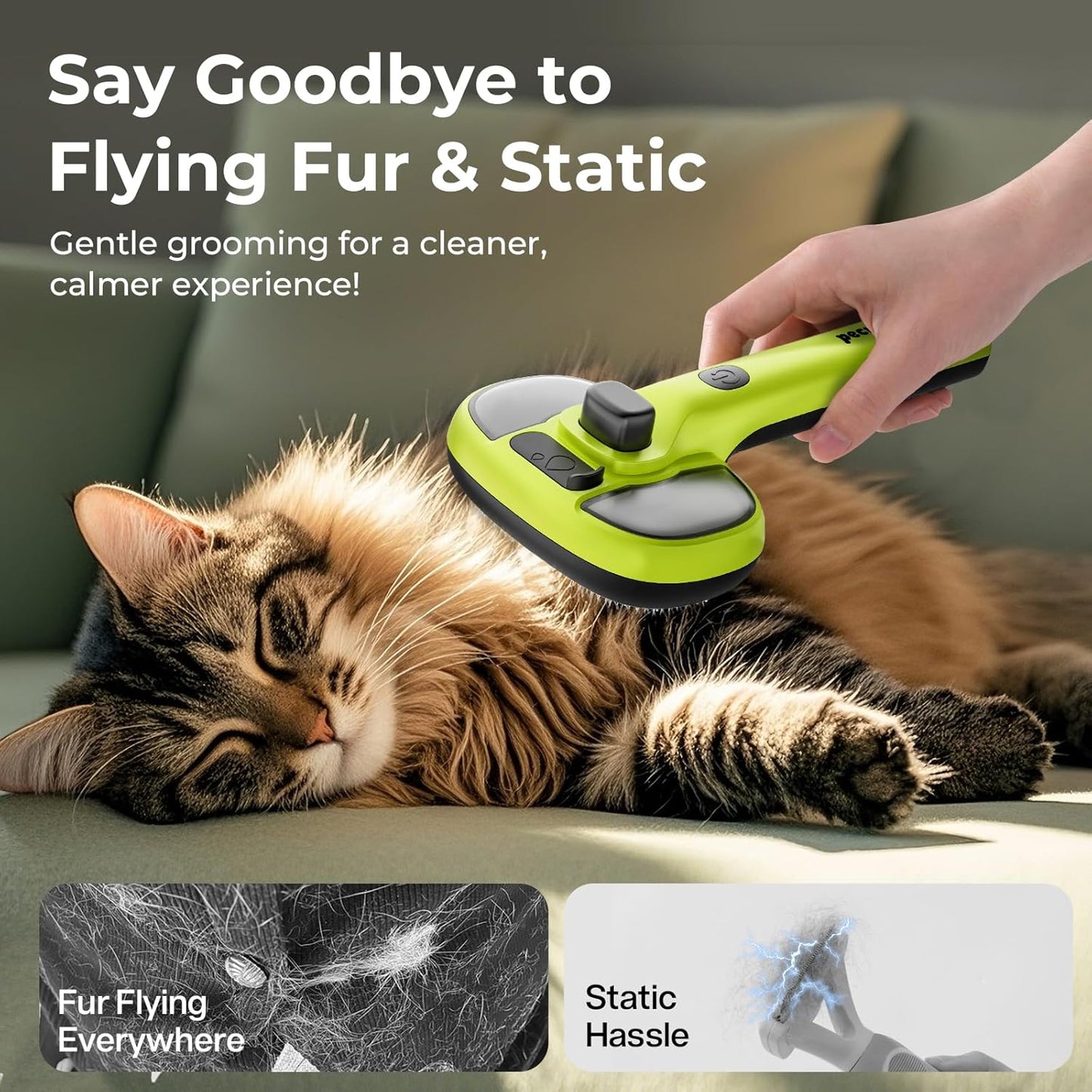 Self-Cleaning Steam Cat Brush with Dual Spray Modes for Effective Grooming of Long and Short Haired Pets