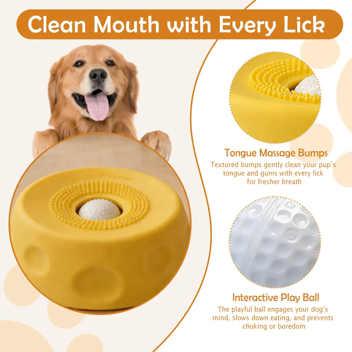 Pawpace Versatile Dog Bowl: Slow Feeder with Lick Ball for Oral Hygiene, Featuring 8 Suction Cups for Mess-Free Liquid Treats