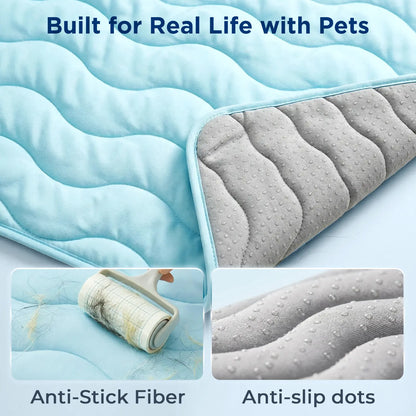 Large Dog Cooling Mat - 30"x20" Self-Cooling Pet Pad for Dogs & Cats, QMAX>0.5, Thickened Cool Fiber, Durable and Portable for Indoor/Outdoor Use, Blue