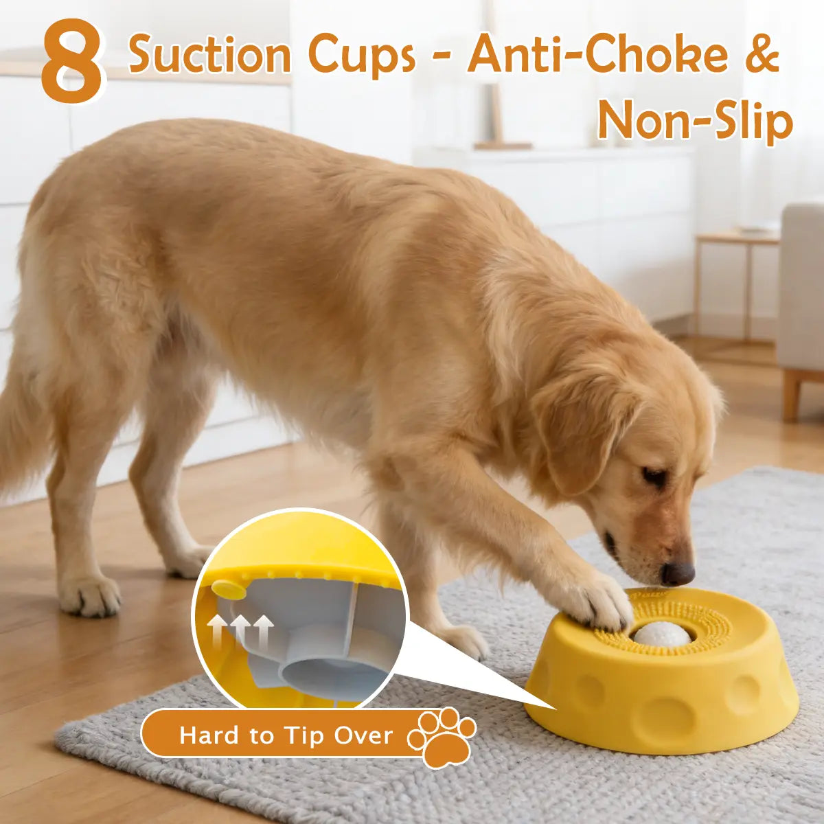 Pawpace Versatile Dog Bowl: Slow Feeder with Lick Ball for Oral Hygiene, Featuring 8 Suction Cups for Mess-Free Liquid Treats