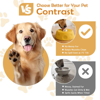 Pawpace Versatile Dog Bowl: Slow Feeder with Lick Ball for Oral Hygiene, Featuring 8 Suction Cups for Mess-Free Liquid Treats