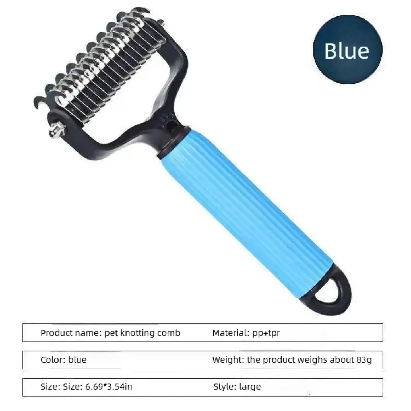 Professional Pet Grooming Tool - Universal Detangling Comb for Dogs, Stainless Steel Double-Sided Design for Effective Shedding Removal and Matted Hair Management, Essential Daily Coat Maintenance Supplies.