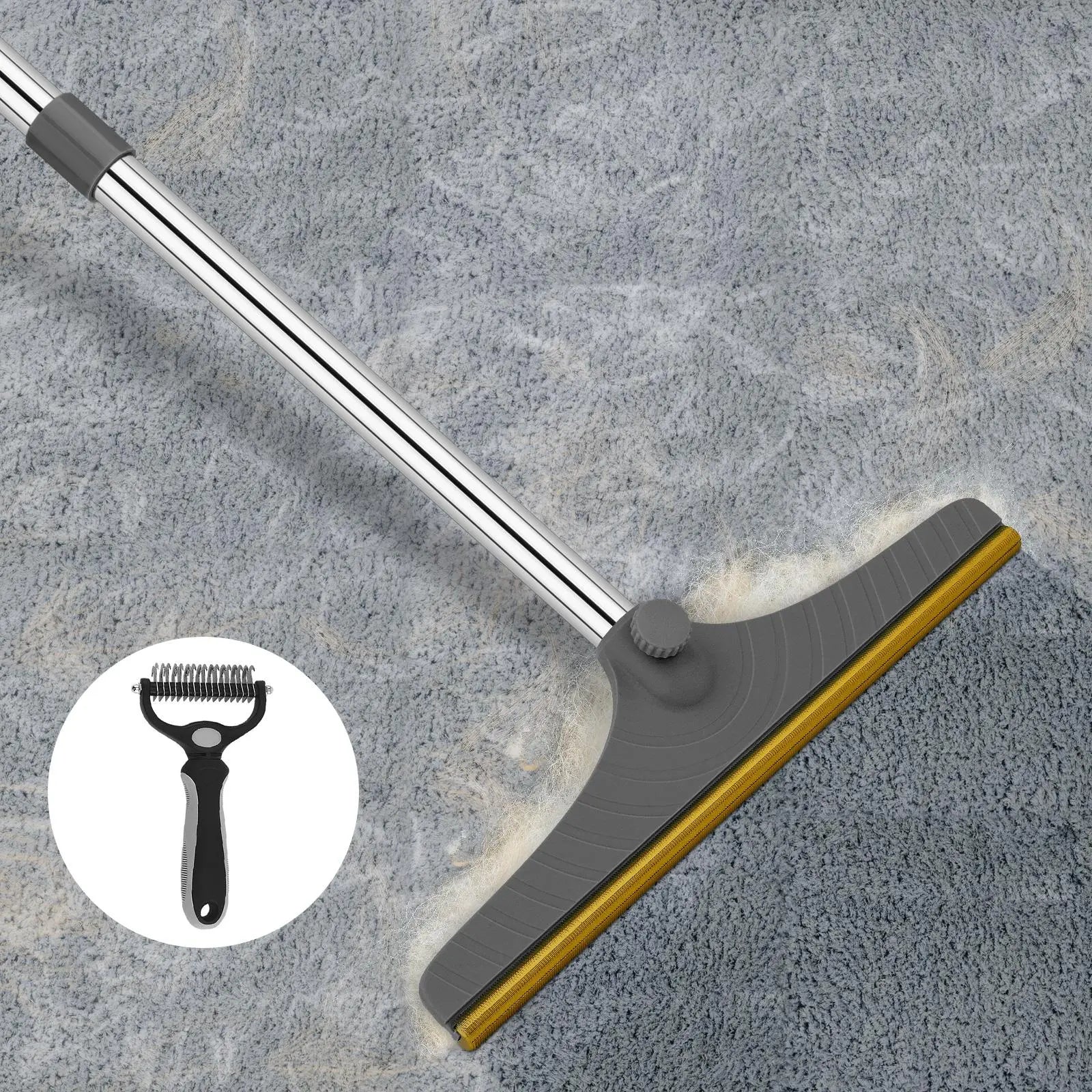 Adjustable Pet Hair Remover Brush with Hanging Ring - Effective Tool for Carpet and Floor Cleaning, Ideal Valentine's Day Gift