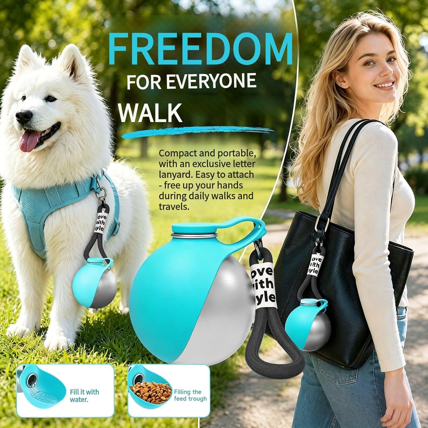 Premium 2-in-1 Portable Dog Water Bottle with Collapsible Bowl for Travel, Hiking, and Outdoor Activities
