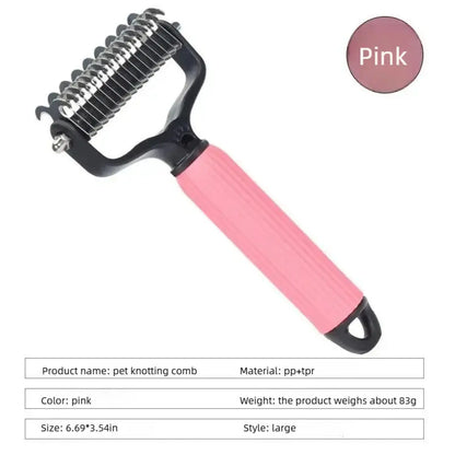 Professional Pet Grooming Tool - Universal Detangling Comb for Dogs, Stainless Steel Double-Sided Design for Effective Shedding Removal and Matted Hair Management, Essential Daily Coat Maintenance Supplies.
