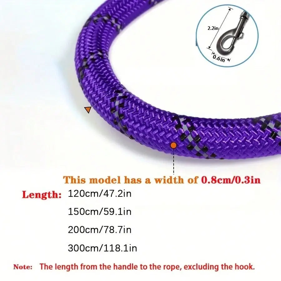 Premium Heavy-Duty No-Pull Dog Leash for Large Breeds, Chew-Resistant Reflective Rope with Comfortable Padded Handle, Ideal for Outdoor Training and Night Safety.