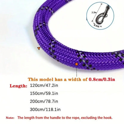Premium Heavy-Duty No-Pull Dog Leash for Large Breeds, Chew-Resistant Reflective Rope with Comfortable Padded Handle, Ideal for Outdoor Training and Night Safety.