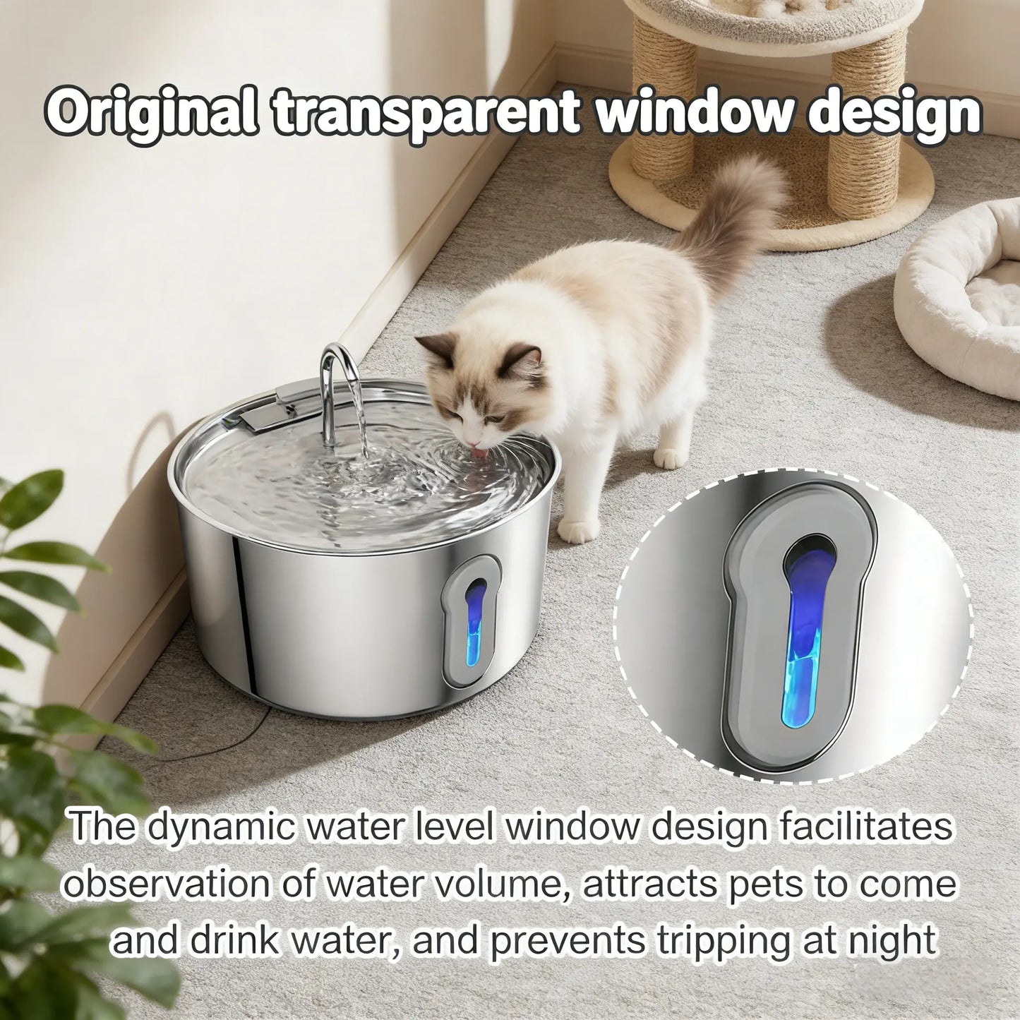 Stainless Steel Cat Water Fountain - 4.0L Large Capacity Quiet Pet Dispenser with USB Connector, Filter Cartridge, and Cleaning Brush Set