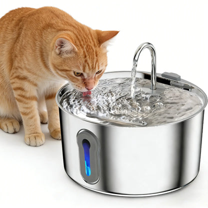 Stainless Steel Cat Water Fountain - 4.0L Large Capacity Quiet Pet Dispenser with USB Connector, Filter Cartridge, and Cleaning Brush Set